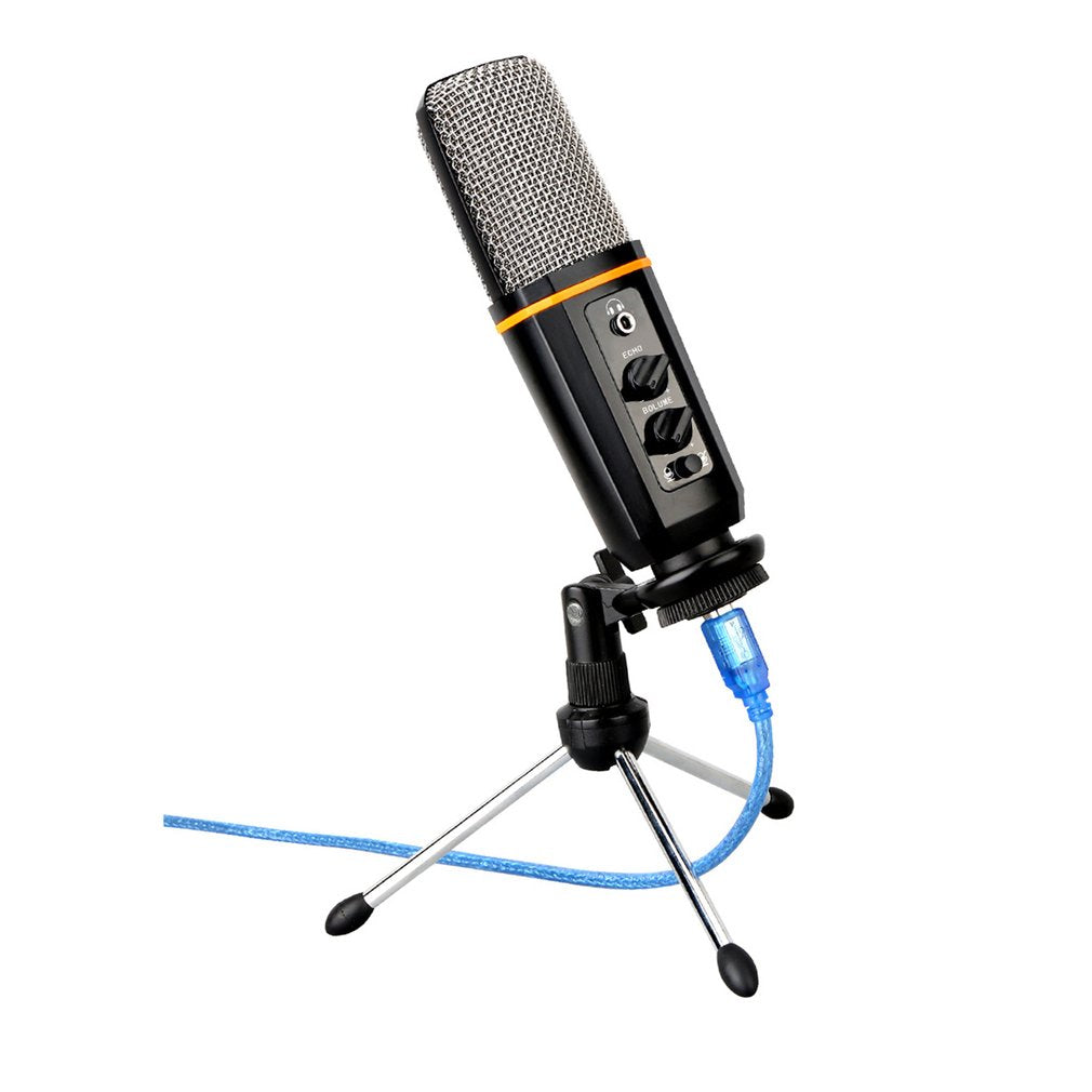 AK-6 USB Podcast Microphone Headphone Monitoring Vocal Condenser Mic with Tripod for PC