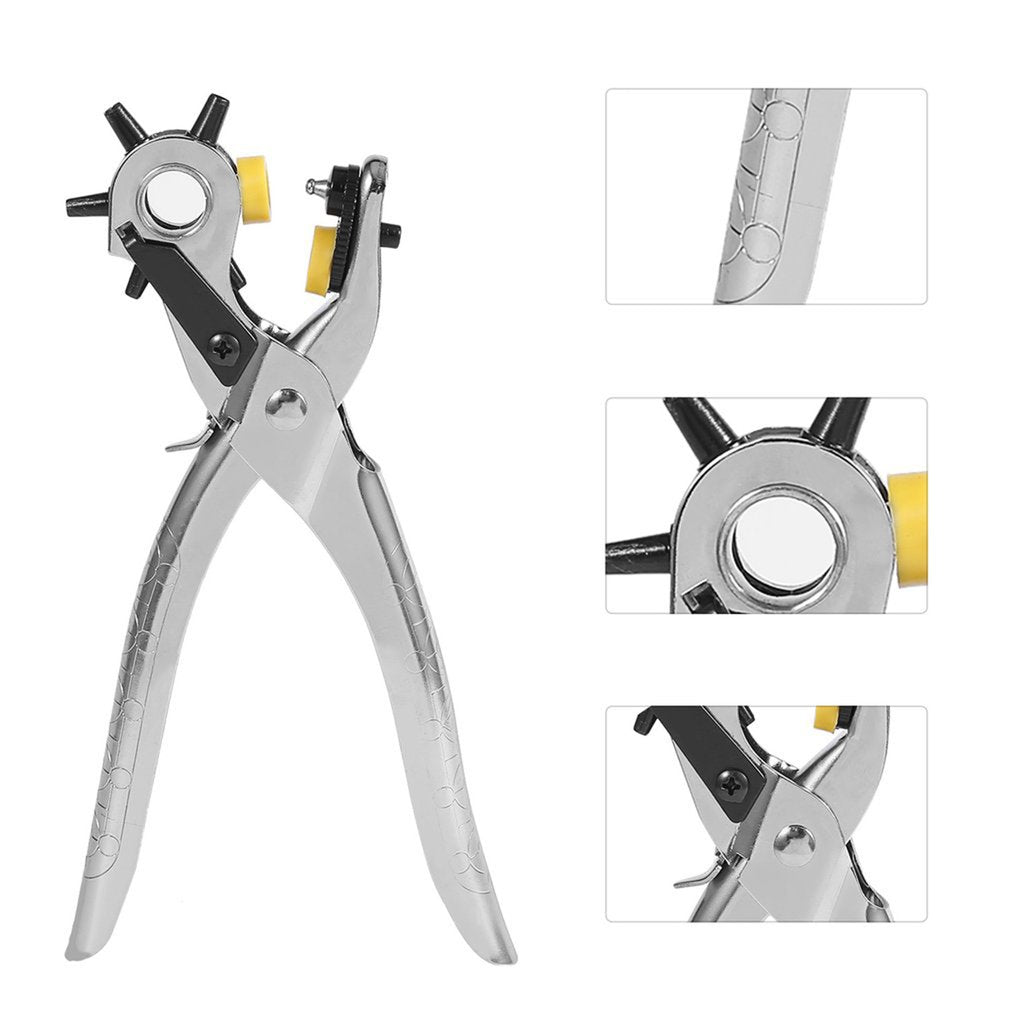 Multifunctional Hole Puncher Handle Punch Eyelet Plier with 5 Different Hole Sizes