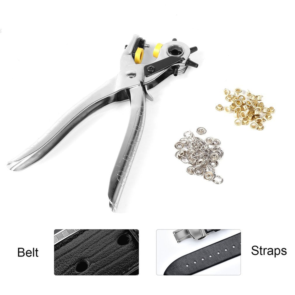 Multifunctional Hole Puncher Handle Punch Eyelet Plier with 5 Different Hole Sizes