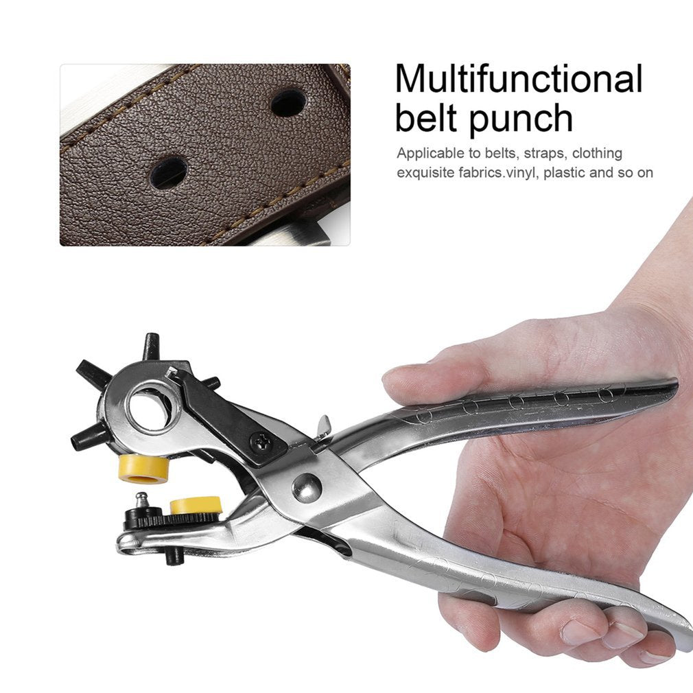 Multifunctional Hole Puncher Handle Punch Eyelet Plier with 5 Different Hole Sizes