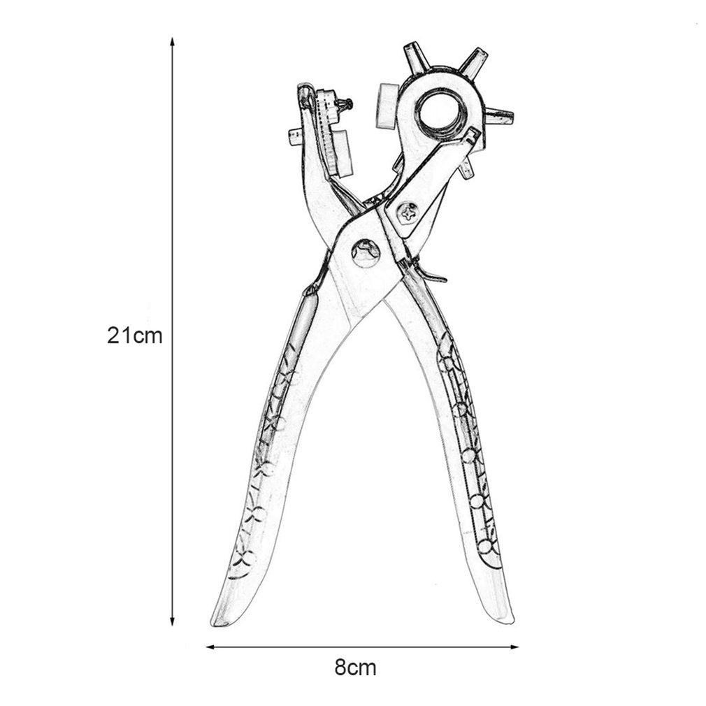 Multifunctional Hole Puncher Handle Punch Eyelet Plier with 5 Different Hole Sizes