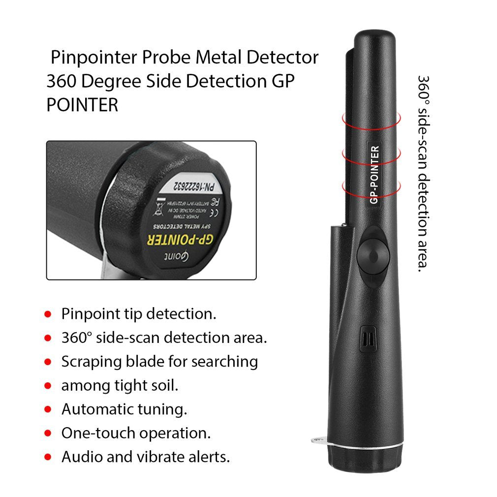 GP-POINTER Pinpointer Probe Metal Detector 360 Degree Side Detection - Black