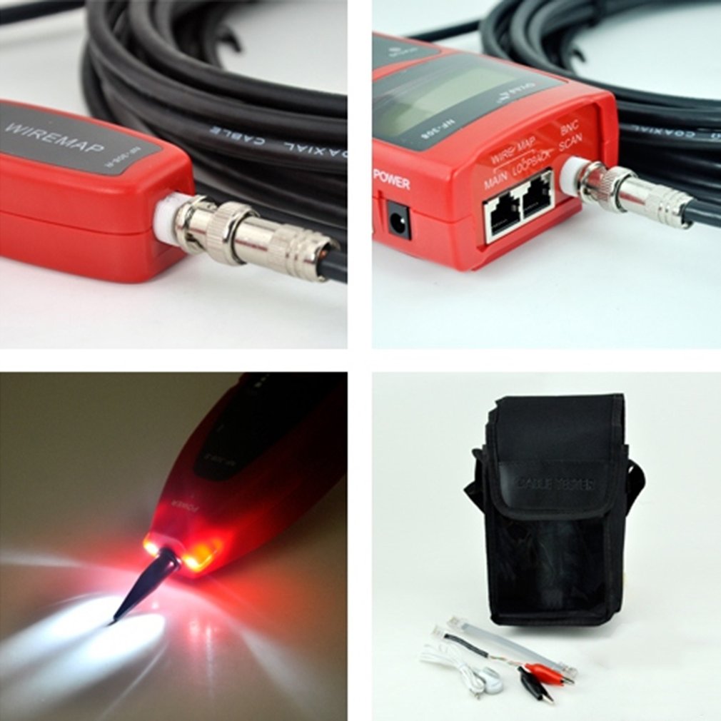 NOYAFA NF-308 Multipurpose LCD Display Network Cable Tester Line Finder - Red