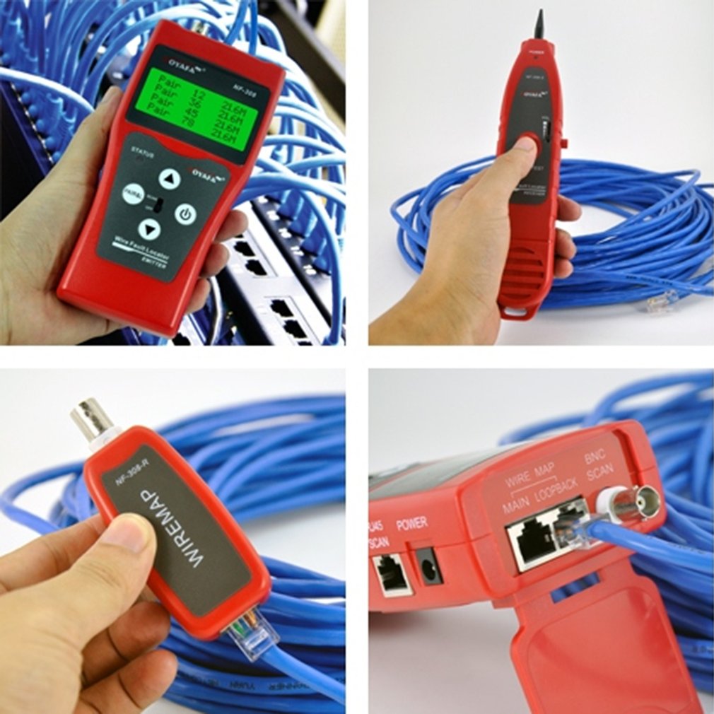NOYAFA NF-308 Multipurpose LCD Display Network Cable Tester Line Finder - Red