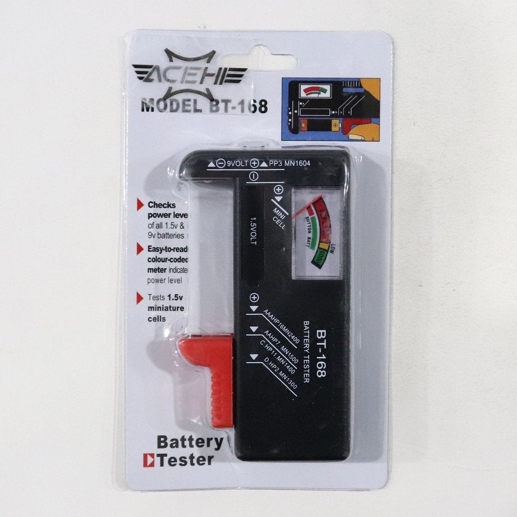 AA/AAA/C/D/9V/1.5V Universal Button Cell Battery Volt Tester Checker BT-168
