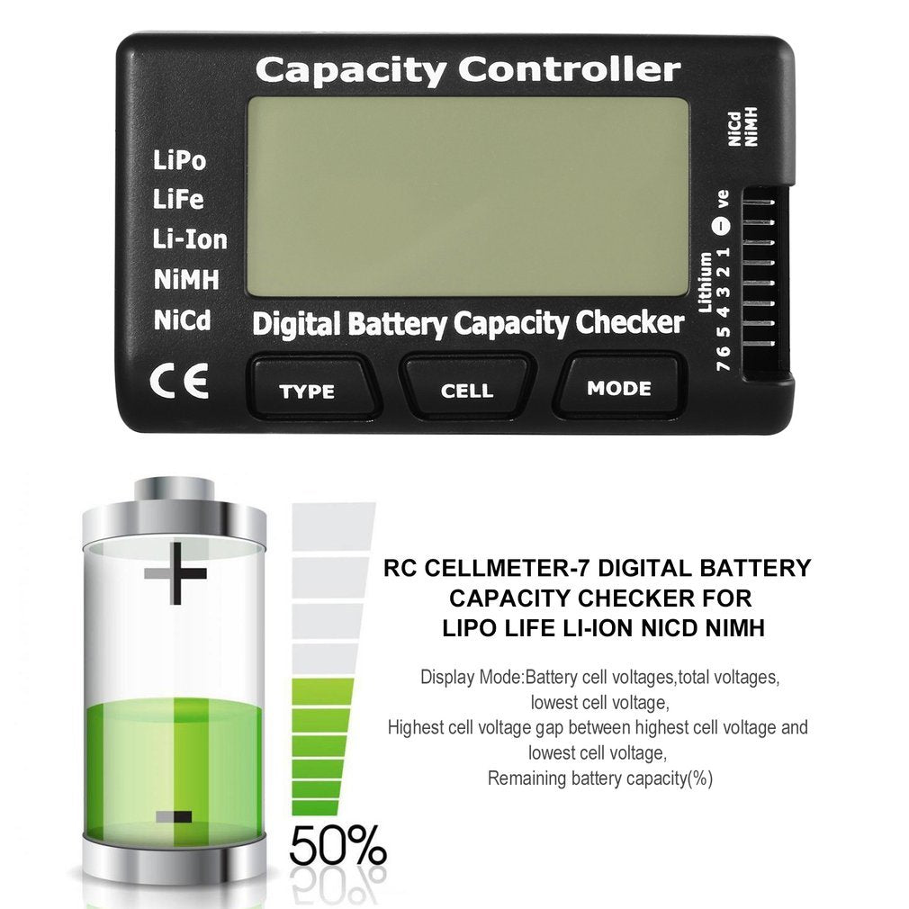 RC CellMeter-7 Digital Battery Capacity Checker for LiPo LiFe Li-ion Nicd NiMH