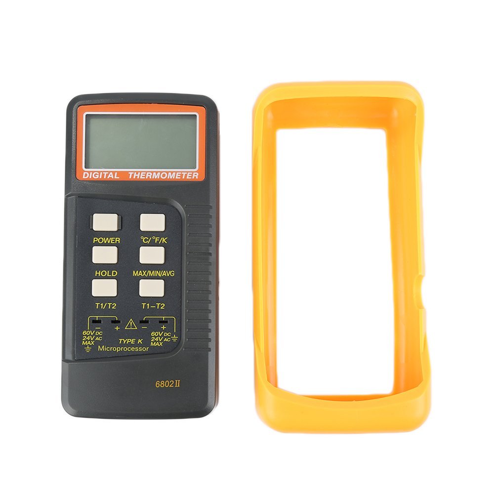 6802 II Dual Channel Digital Thermometer 2 K-Type Thermocouple Sensor Probe