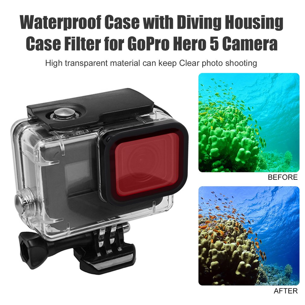 Waterproof Case with Diving Housing Case Filter for GoPro Hero 5 Action Camera