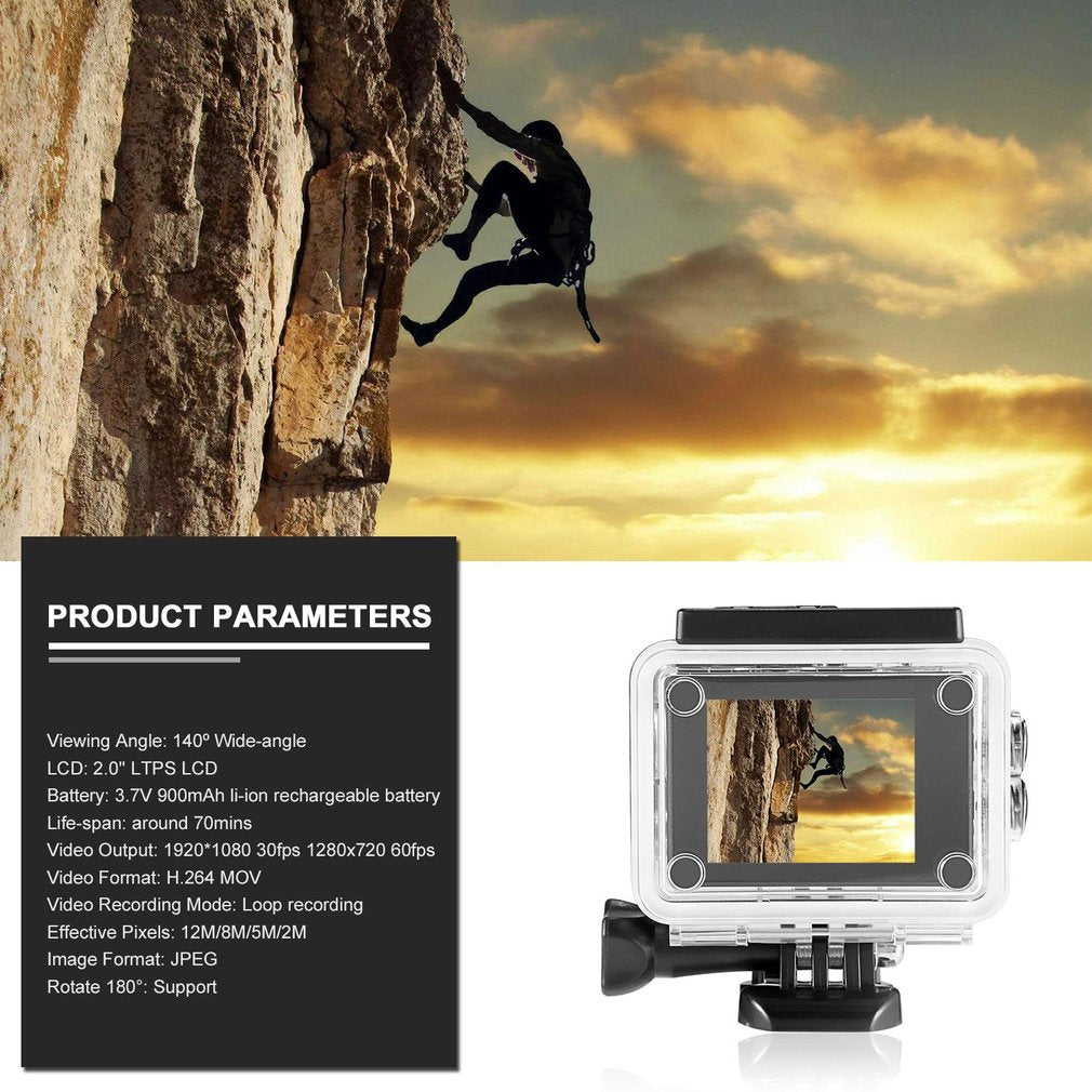 SJ4000(X2H) 2.0 inch HD 1080P 12MP Sports Car DV Video Action Camera - Black