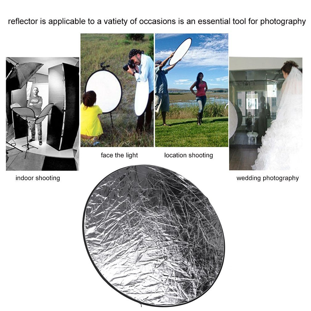 60cm 5 in 1 Round Photography Studio Light Reflector Collapsible Disc Reflector Set