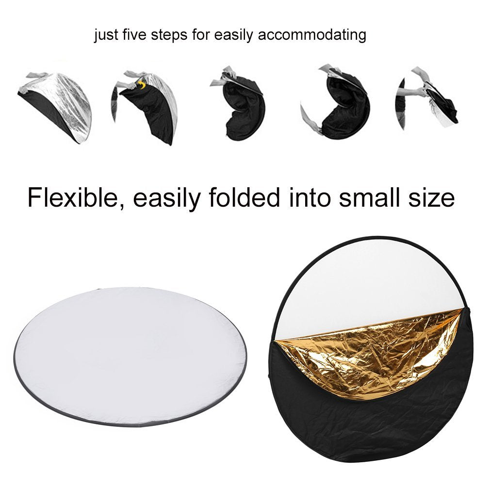 60cm 5 in 1 Round Photography Studio Light Reflector Collapsible Disc Reflector Set