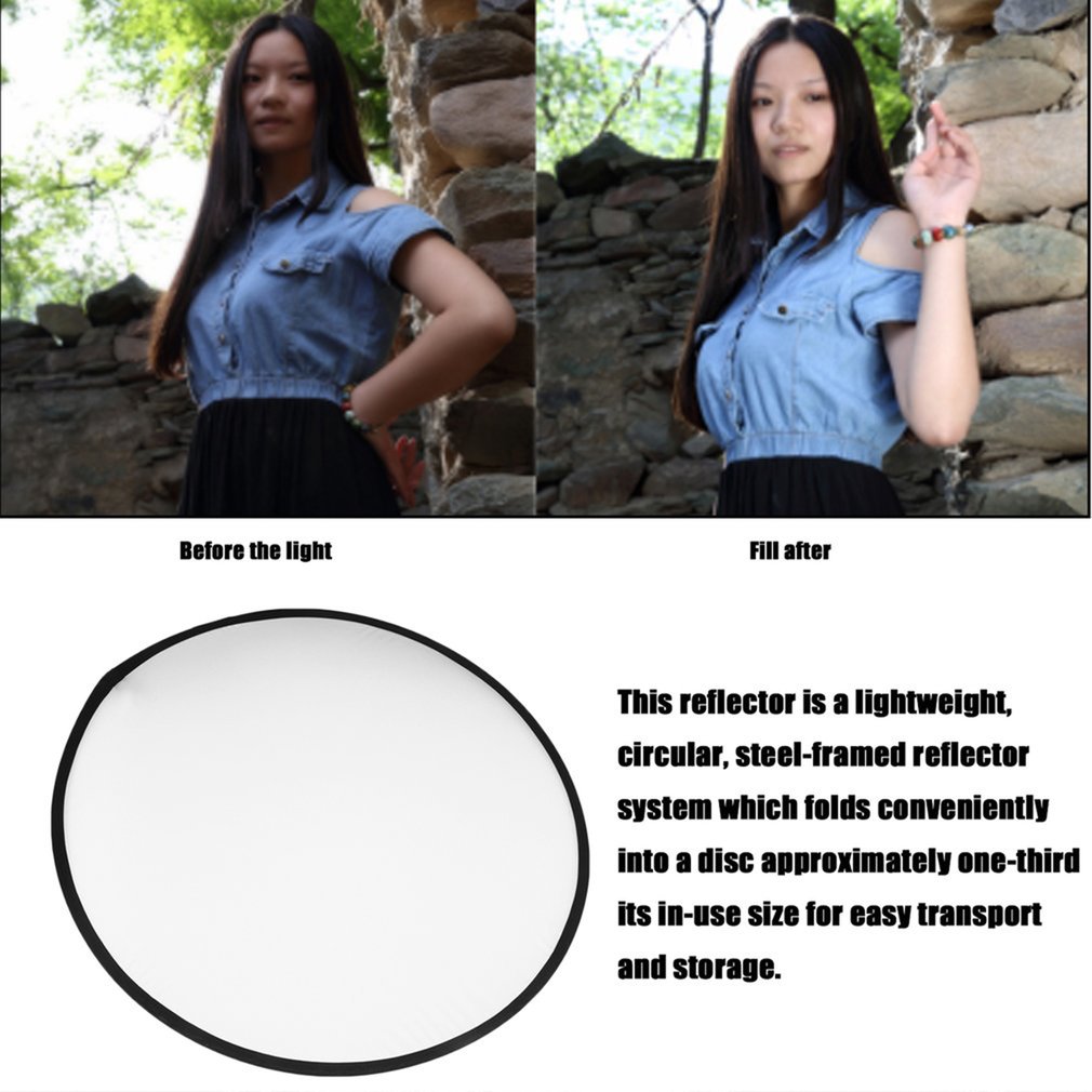 Round 5 in 1 Photography Studio Light Mulit Collapsible Photographic Reflector Disc - Silver