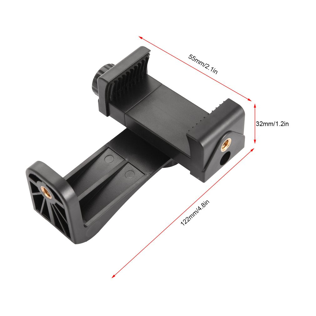 Universal Tripod Mount Clip Bracket Holder for iPhone Samsung Xiaomi Huawei Etc, Clamp Width: 58mm-100mm