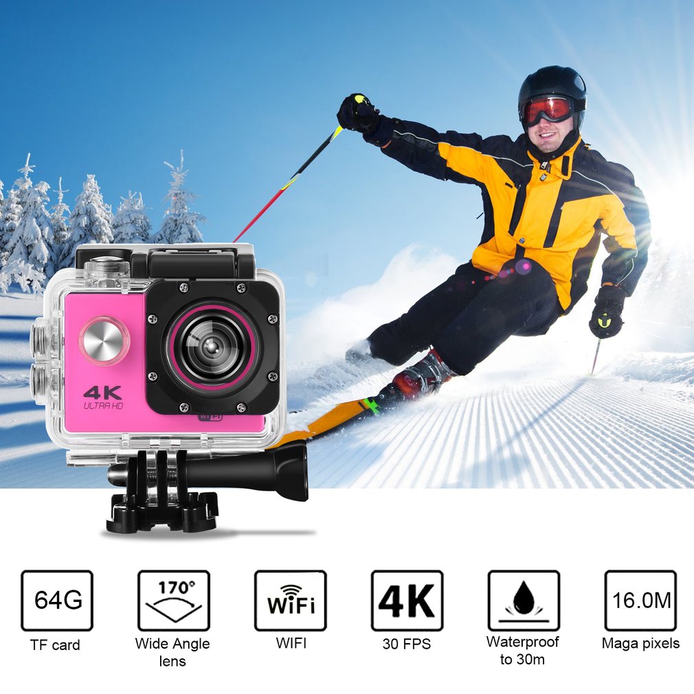 SJ60 2.0-inch LCD Waterproof 4K Wifi HD 1080P Sports Camera Camcorder - Rose