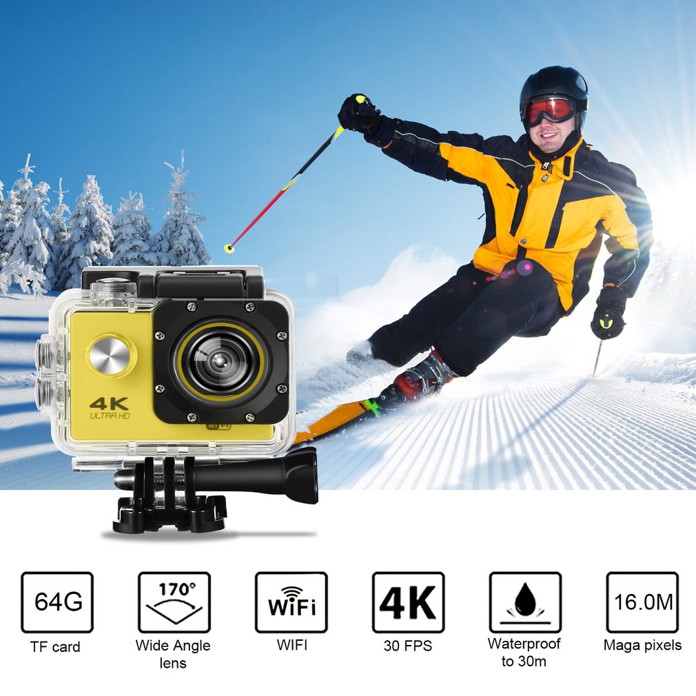 SJ60 2.0-inch LCD Waterproof 4K Wifi HD 1080P Action Camera DVR Camcorder - Yellow