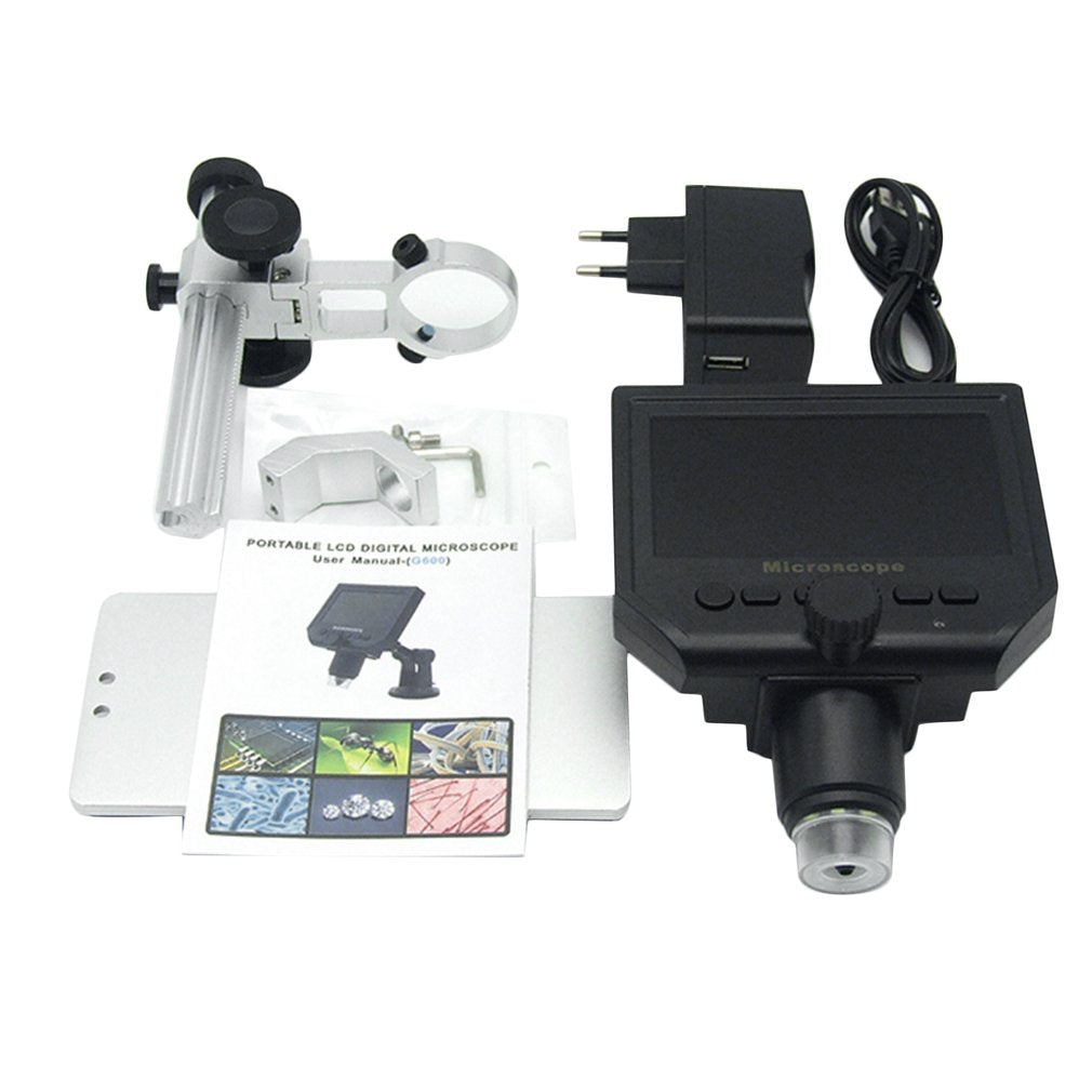 HD 3.6MP CCD 4.3" OLED Screen Display 600X Digital Microscope with Metal Bracket
