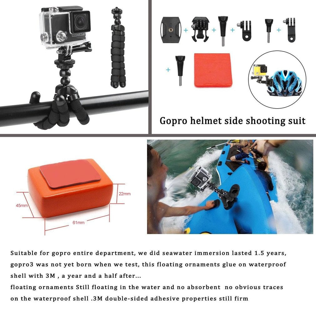 Sports Action Camera Accessories Set With 360° Rotation Clip Handle Grip