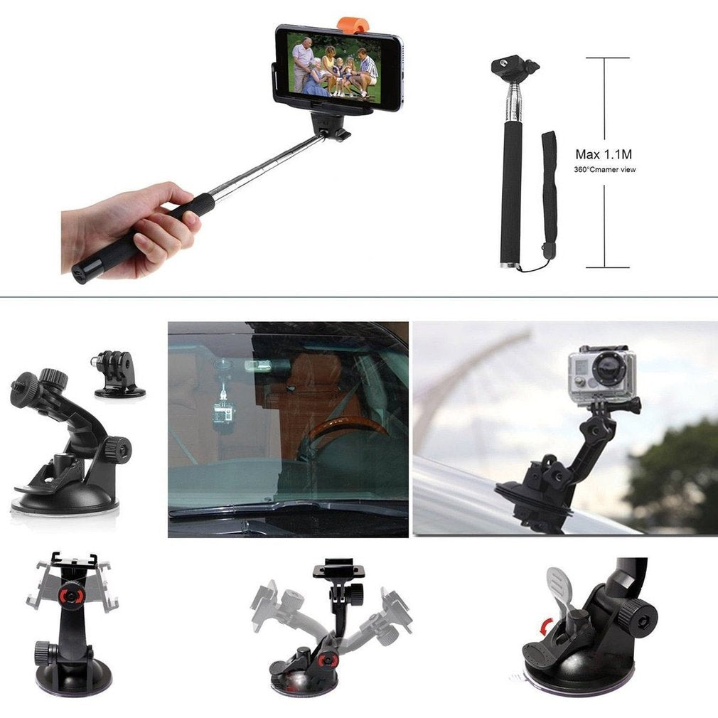 Sports Action Camera Accessories Set With 360° Rotation Clip Handle Grip