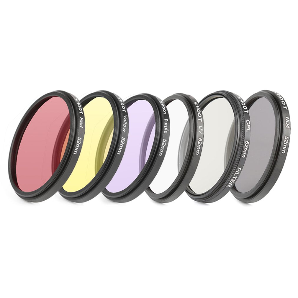 6-in-1 52mm Diving UV Yellow Red Filter Set for Gopro Hero 4