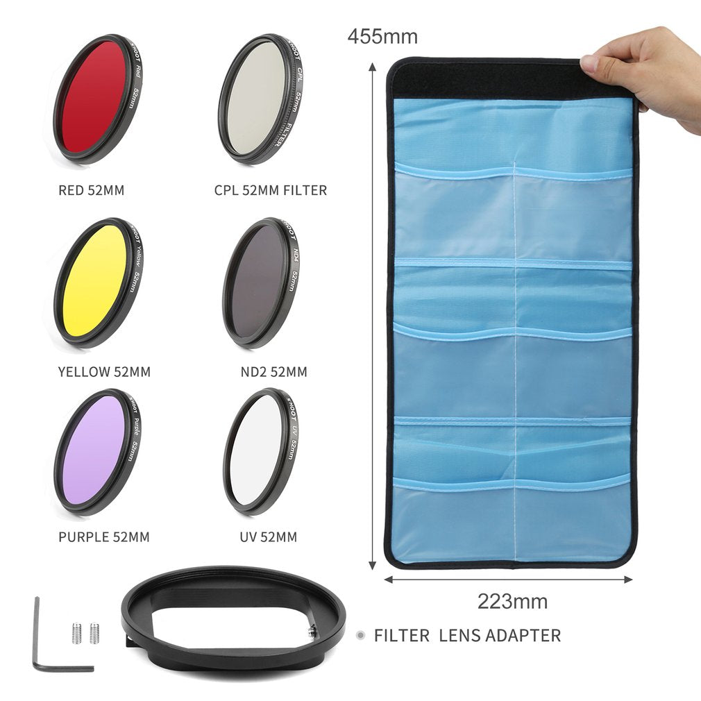 6-in-1 52mm Diving UV Yellow Red Filter Set for Gopro Hero 4