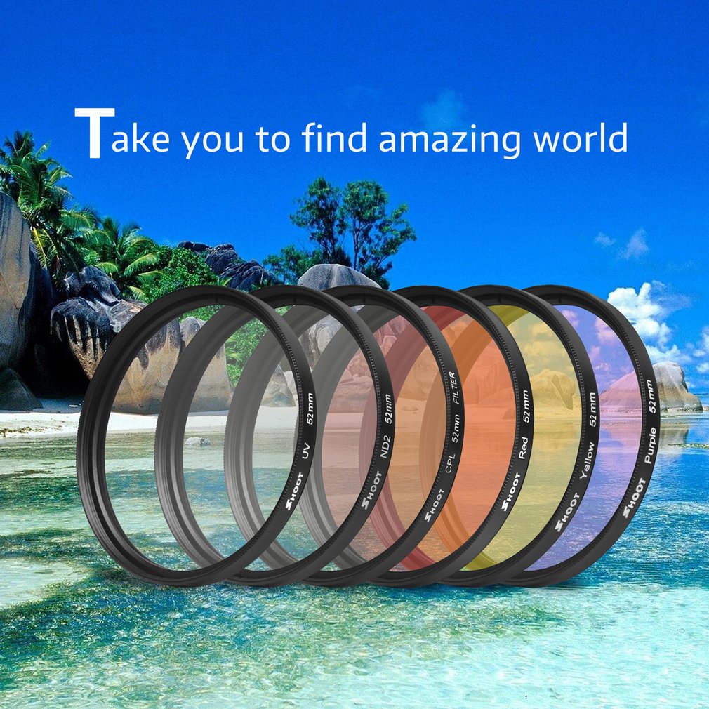 6-in-1 52mm Diving UV Yellow Red Filter Set for Gopro Hero 4
