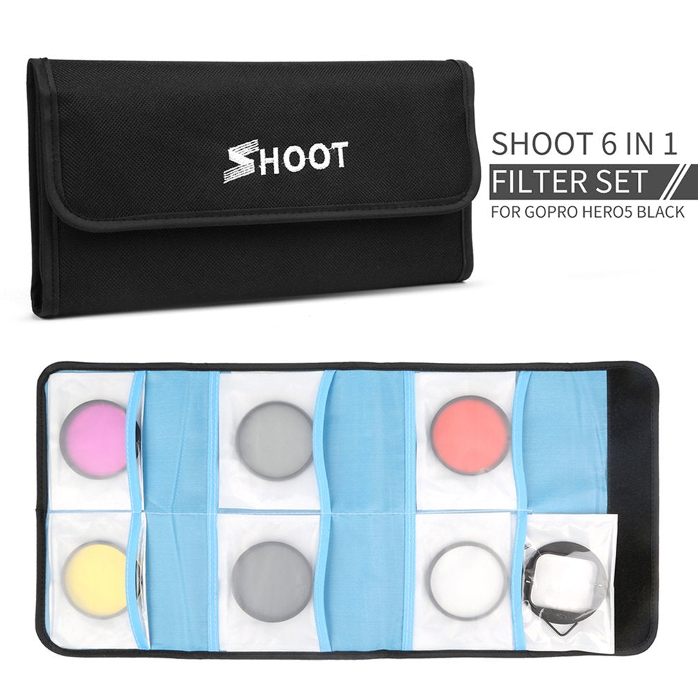 6 in 1 Sport Camera Filter Set Diving UV Yellow Red Filter for Gopro Hero 6/5