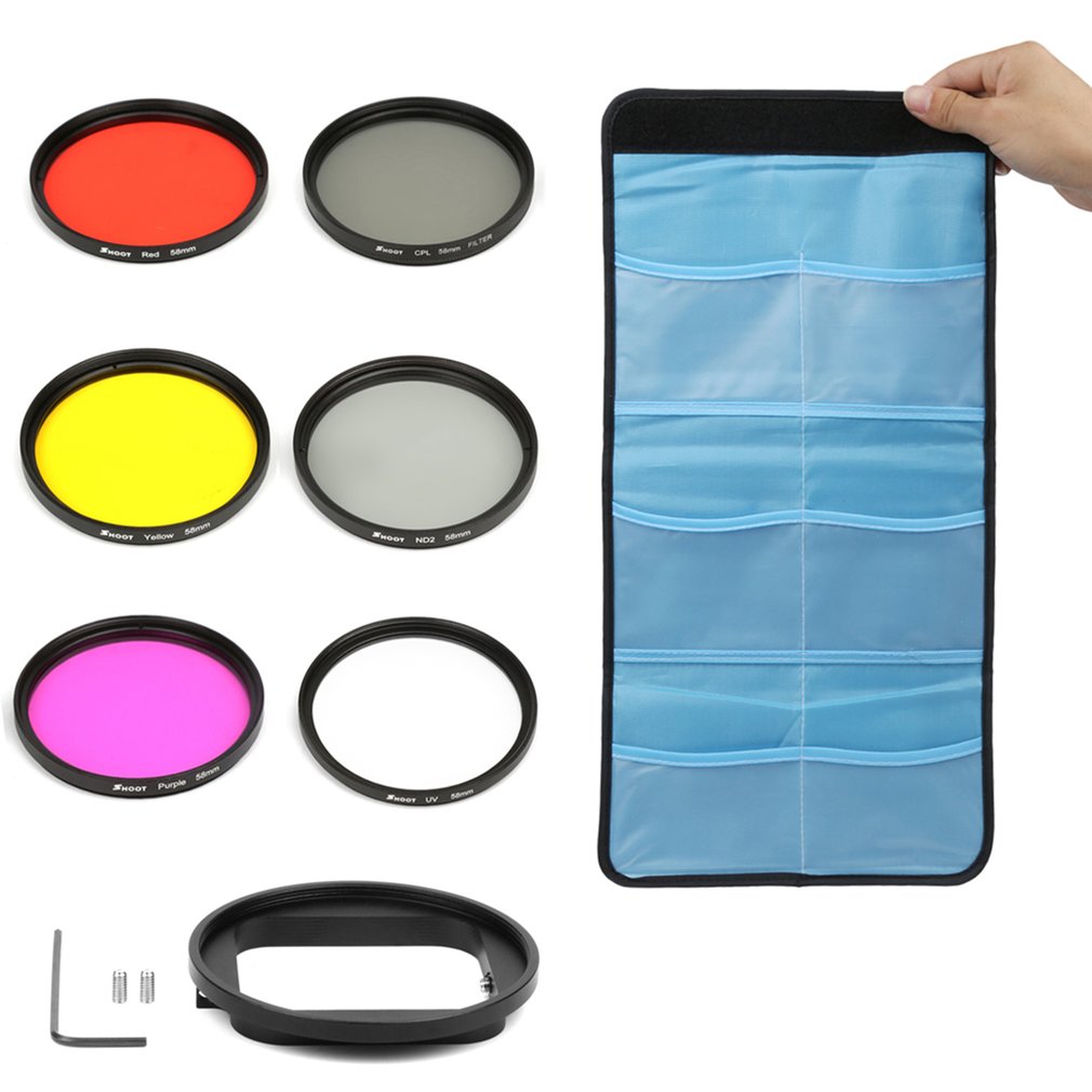 6 in 1 Sport Camera Filter Set Diving UV Yellow Red Filter for Gopro Hero 6/5