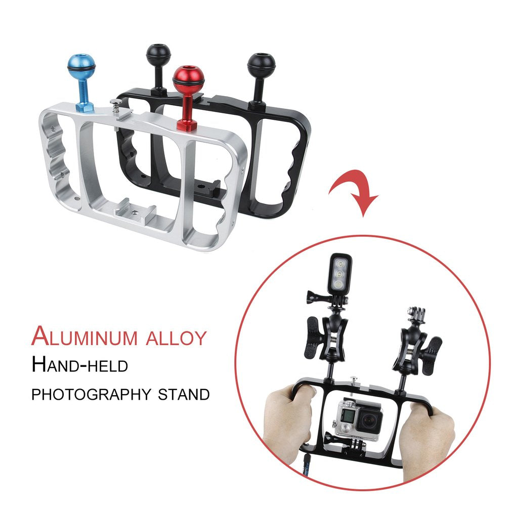 Diving Photography Bracket Aluminium Alloy Handheld Holder for Gopro Hero 3 - Silver