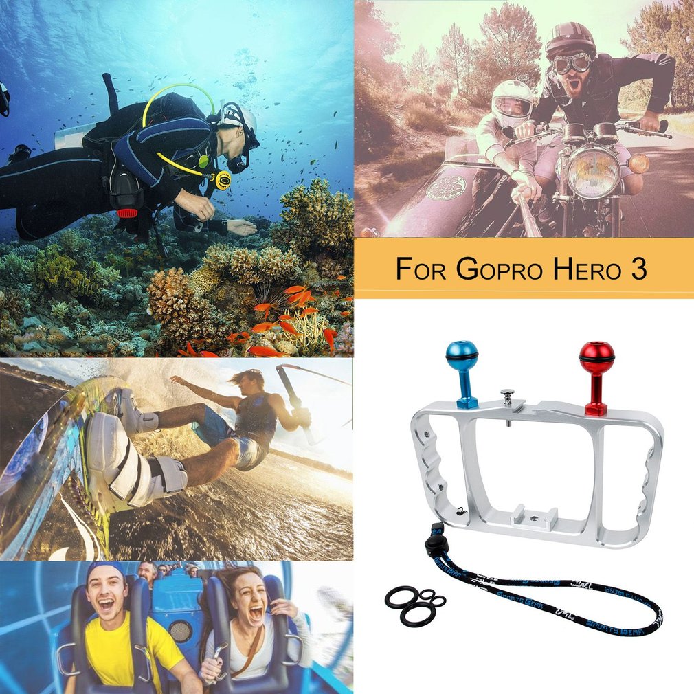 Diving Photography Bracket Aluminium Alloy Handheld Holder for Gopro Hero 3 - Silver