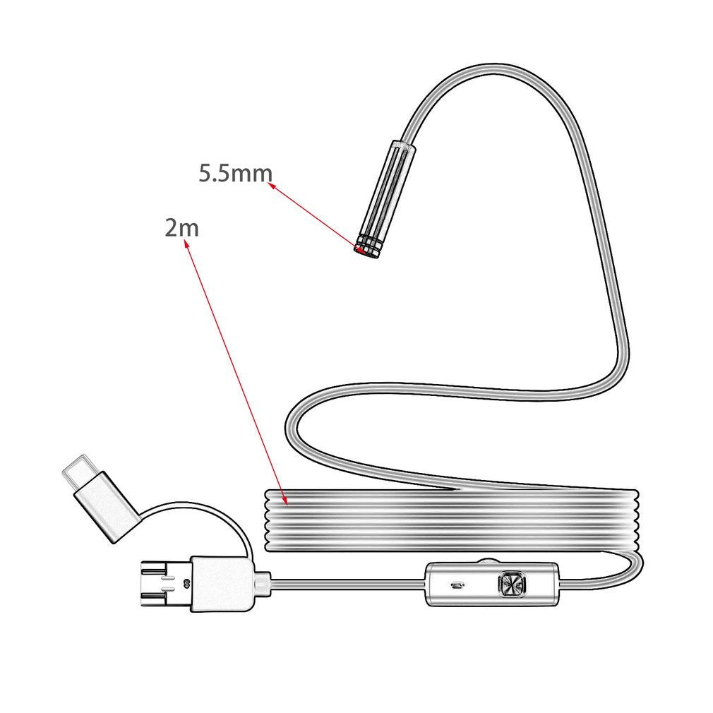 102 3 in 1 Micro USB Type-C USB HD Endoscope 5.5mm Waterproof Computer Endoscope - Cable Length: 2m