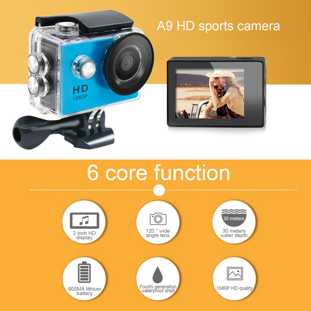 Mini A9 DV Waterproof 1080P Full HD Sport Action Camera Camcorder