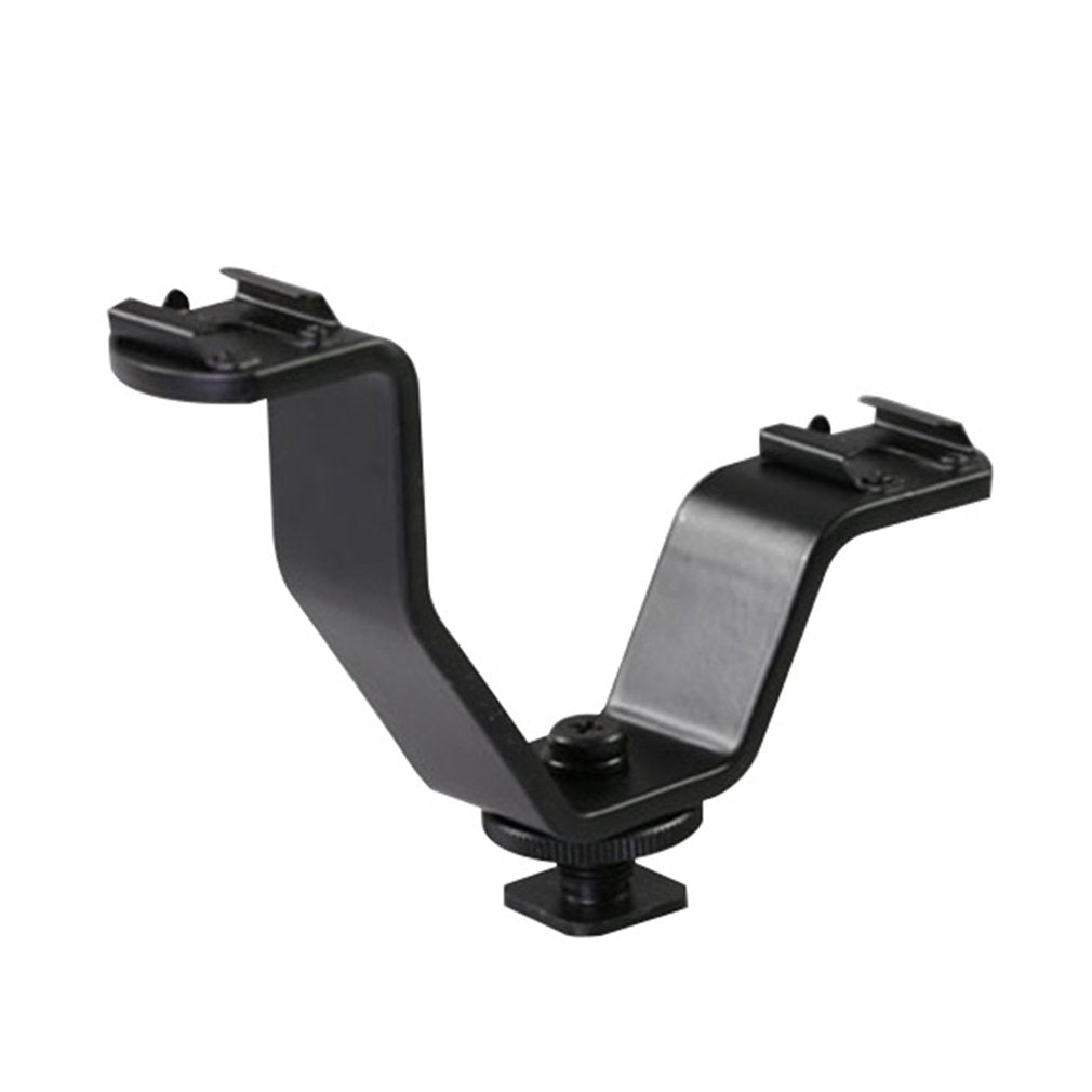 Multifunction Camera Triple Mount Hot Shoe V-shape Mount Bracket Triple for Monitors Microphones