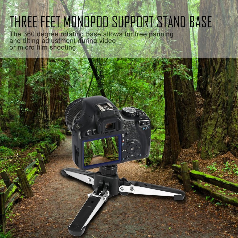 Portable 3/8 Screw Tripod Monopod Support Stand Base for Digital Camera - Black