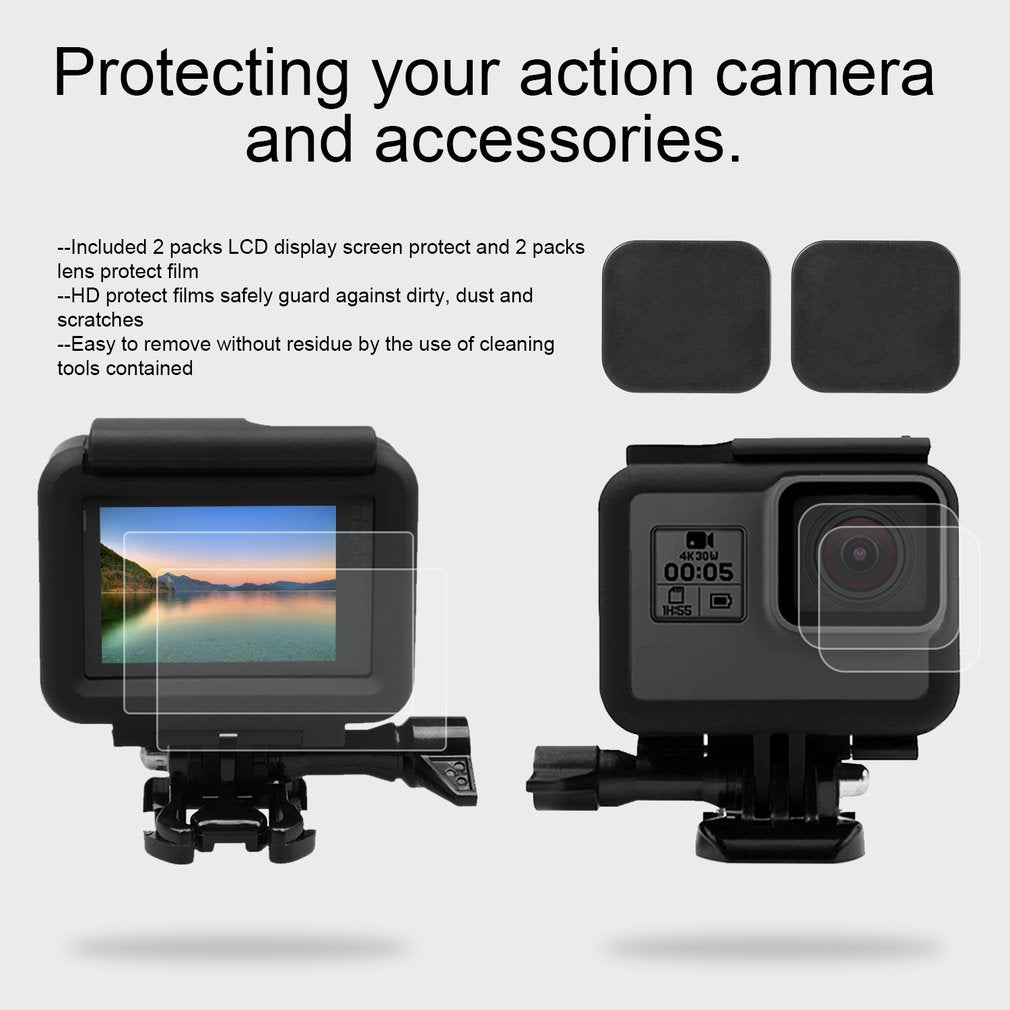 Screen Protective Lens Film and Lens Cap Cover for GoPro Hero 6/5 Action Camera