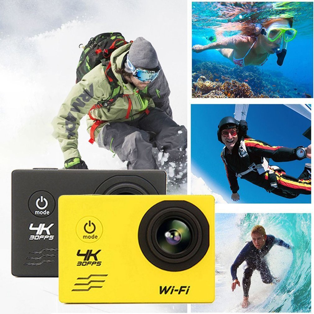 F60 170 Degree Wide Angel 4K Wifi Action Camera 16MP Sports DV Waterproof Camera - Black / US Plug