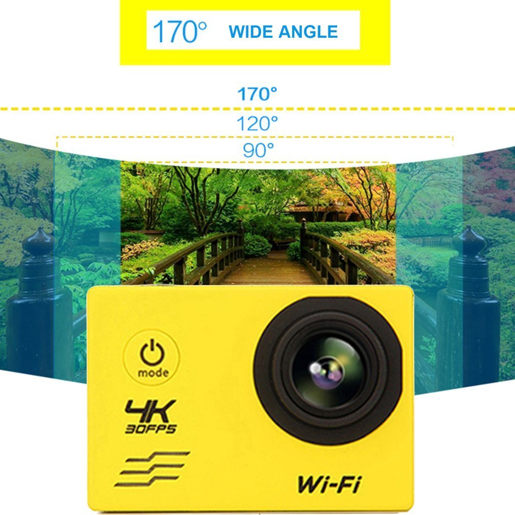 F60 4K Waterproof Wifi Action Camera 16MP 170 Degree Wide Angel Sports DV - Yellow / EU Plug