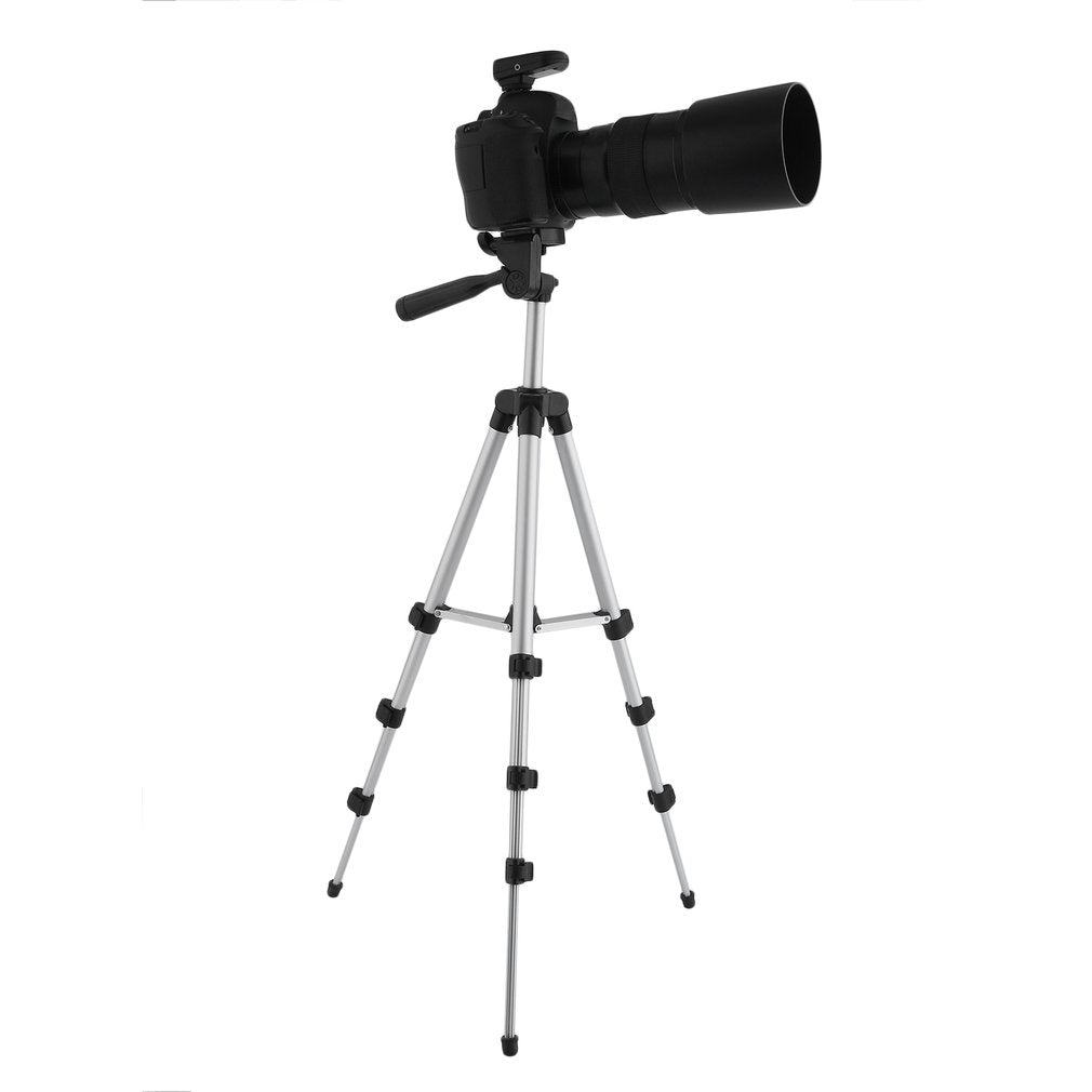 Four-section Legs Camera Tripod with Rocker Arm Portable Phone Holder Stand