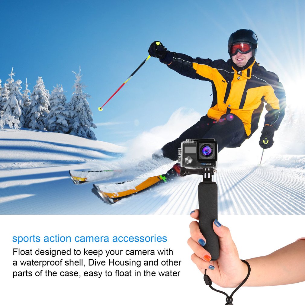 Portable Handheld Floating Handle Grip Mini Tripod Monopod Mount for GoPro Hero 5/ 4 /3+ /3 /2 /1 Self-rods - Black