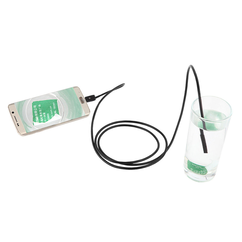 2-in-1 5.5mm Lens Dual Interface Waterproof Endoscope - 1m / Black