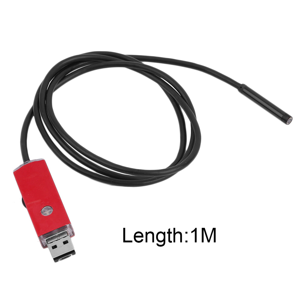2-in-1 5.5mm Lens IP67 Waterproof USB Dual Interface Endoscope - 1m / Red