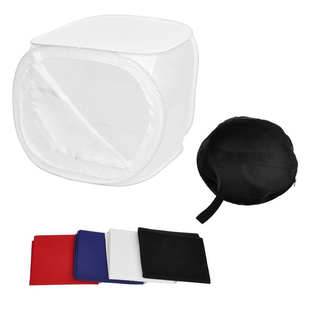 Round Front Foldable 80cm Pop Up Photo Studio Cube Soft Box with 4 Backdrops