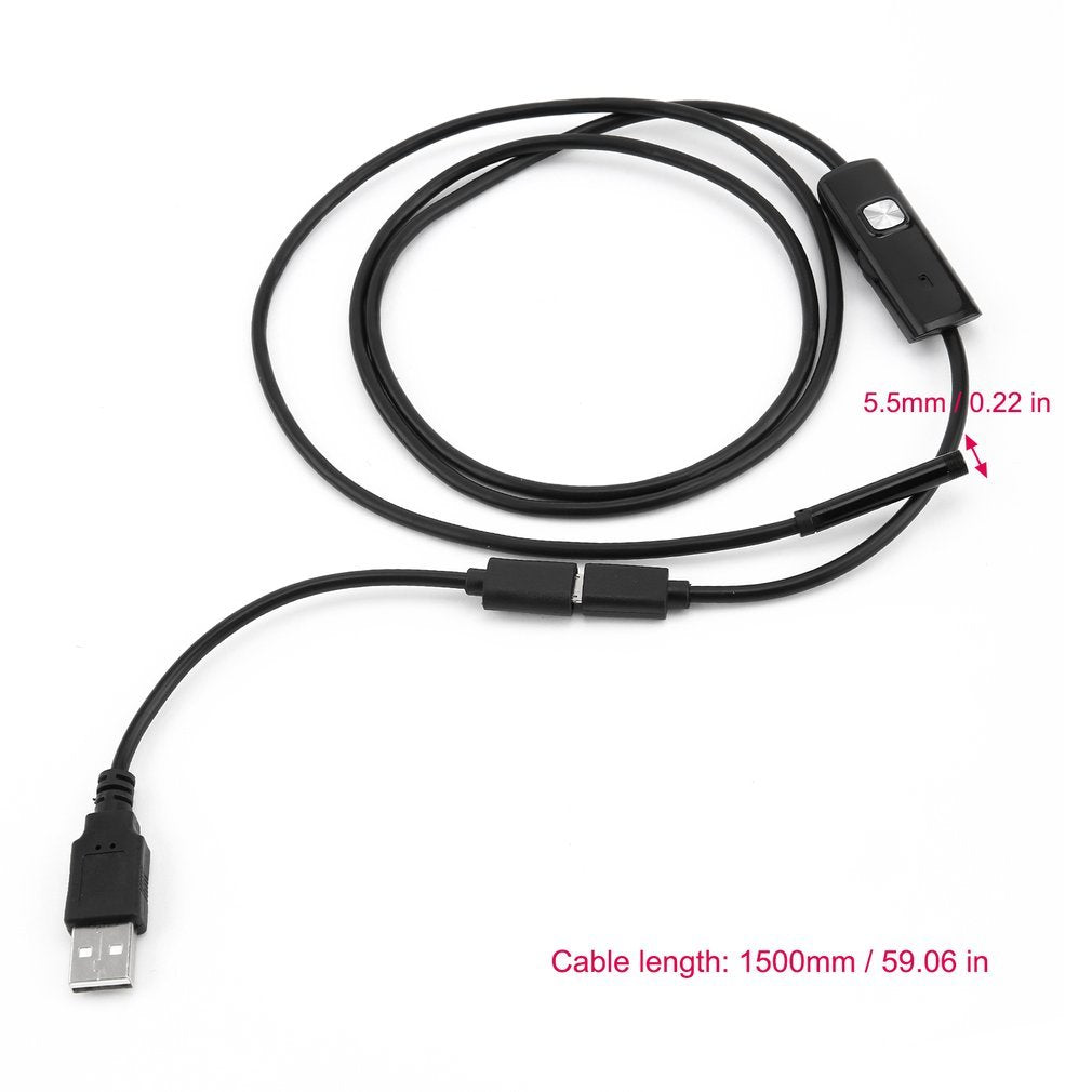 1.5M 6 LED 5.5mm Lens 720P Endoscope Waterproof Inspection Borescope for Android
