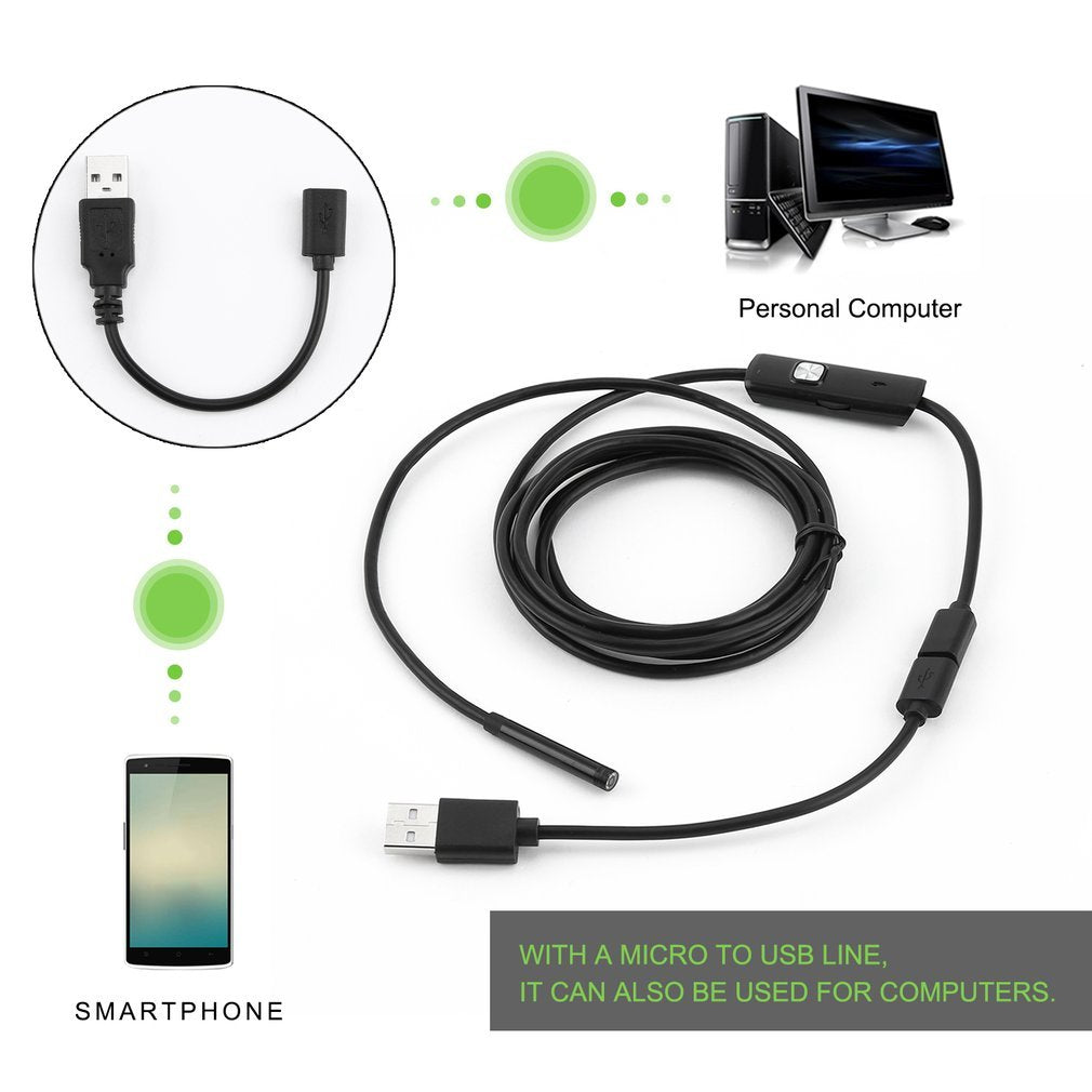 2.0M 6 LED 5.5mm Lens 720P Endoscope Waterproof Inspection Borescope for Android