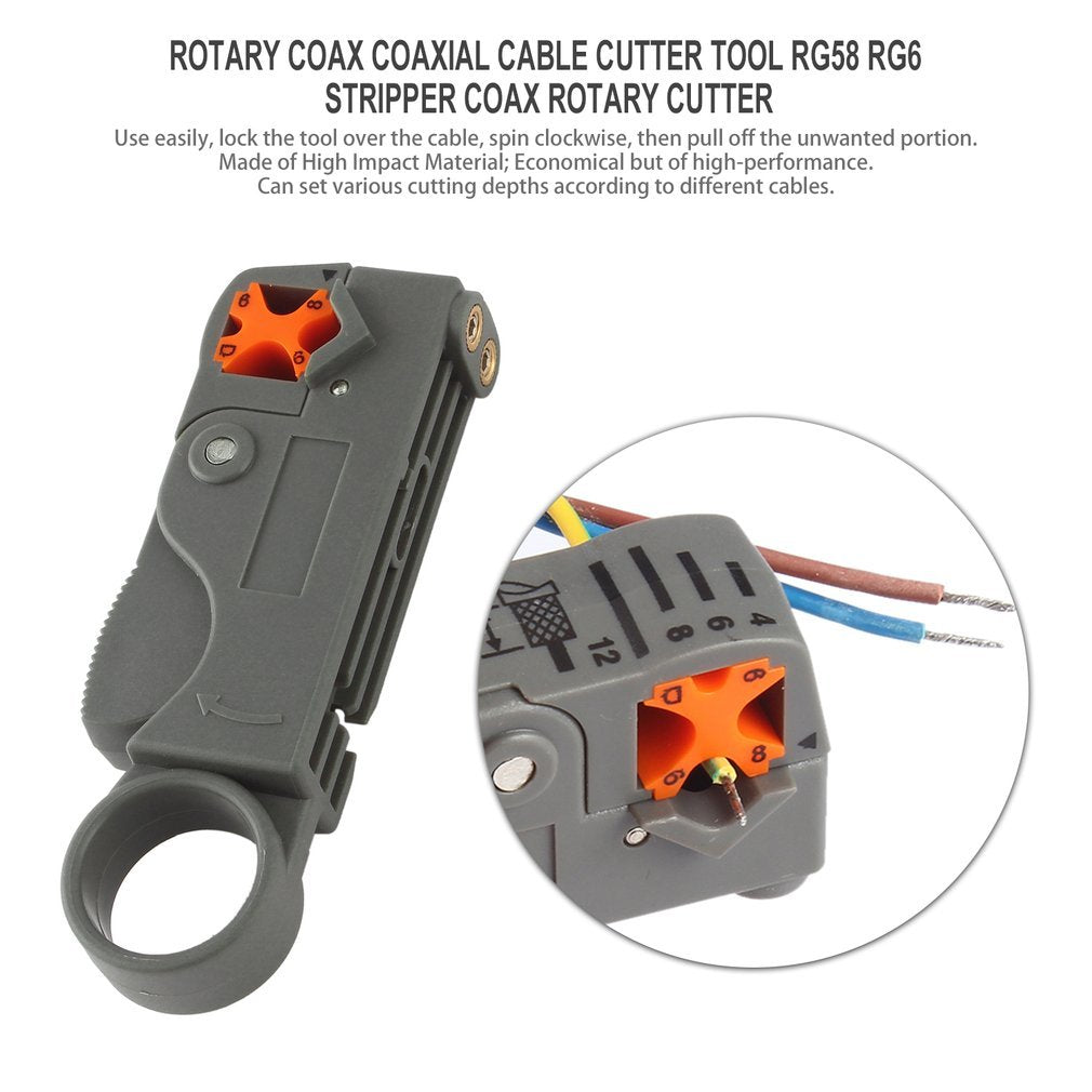 Rotary Coax Coaxial Cable Cutter Tool RG58 RG6 Stripper Coax Rotary Cutter