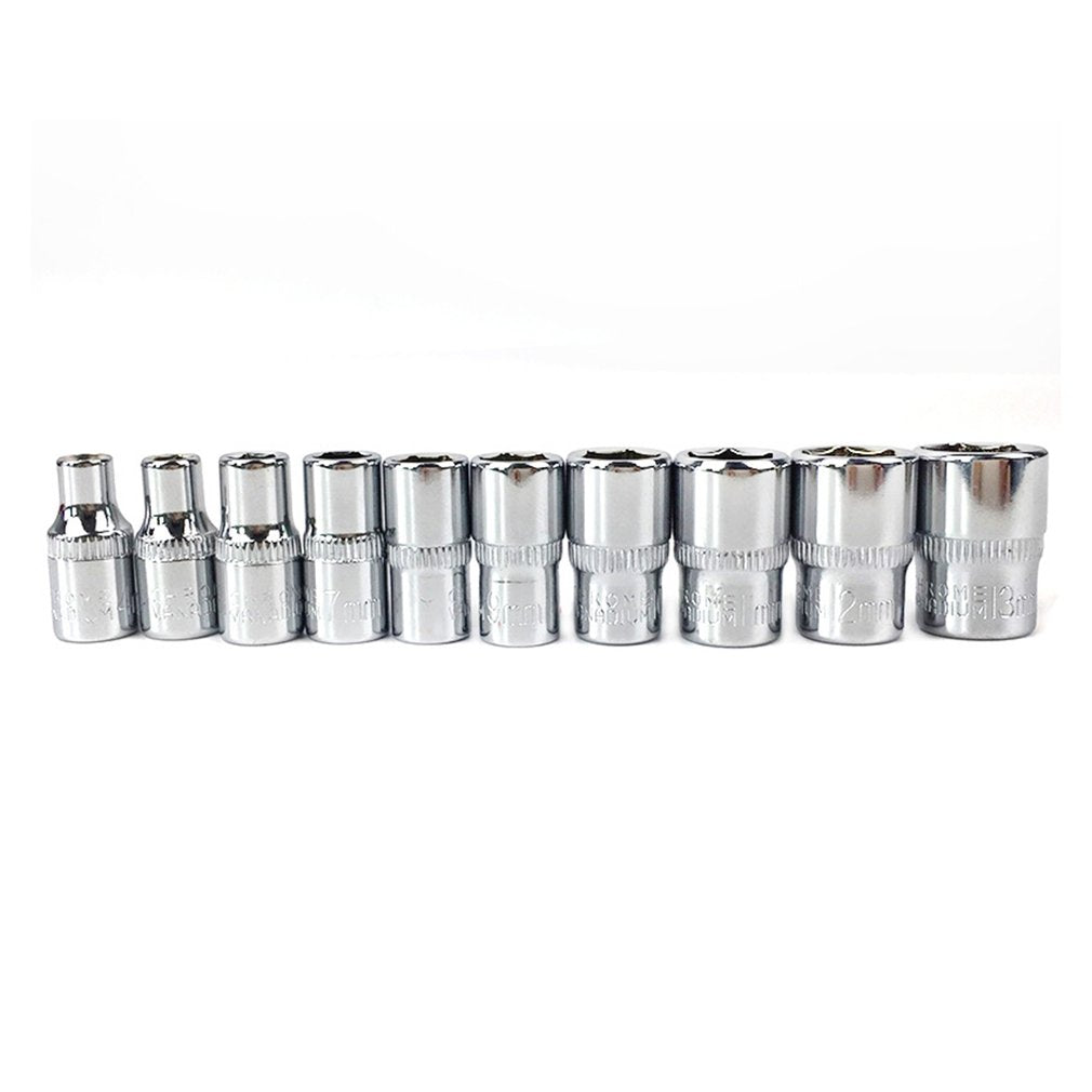 12PCS 1/4" Wrench Socket Set Hardware Car Auto Repairing Sleeve Kit Tools