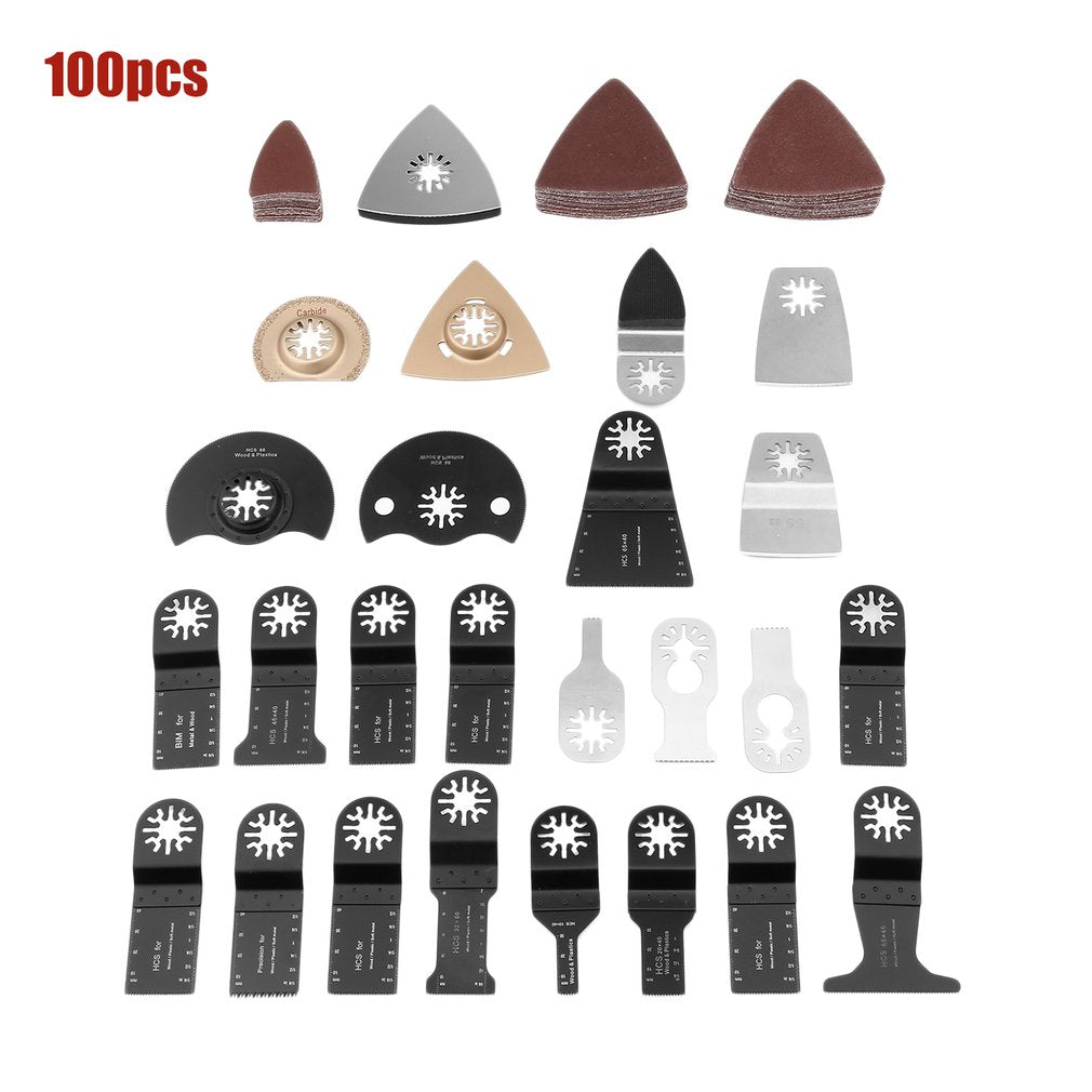 100pcs High Carbon Steel Saw Blades Wood Mix Oscillating Accessories Kit