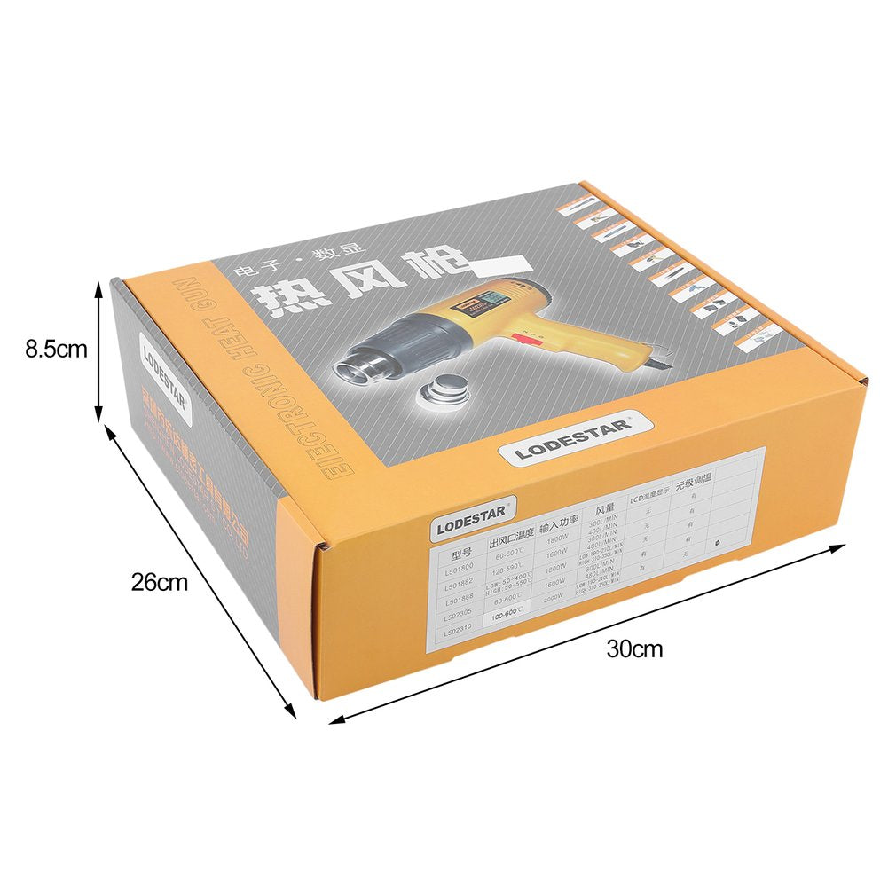 L502310 2000W AC220V LCD Electronic Digital Hot Air Gun Electric Heat Gun Power Tool - EU Plug