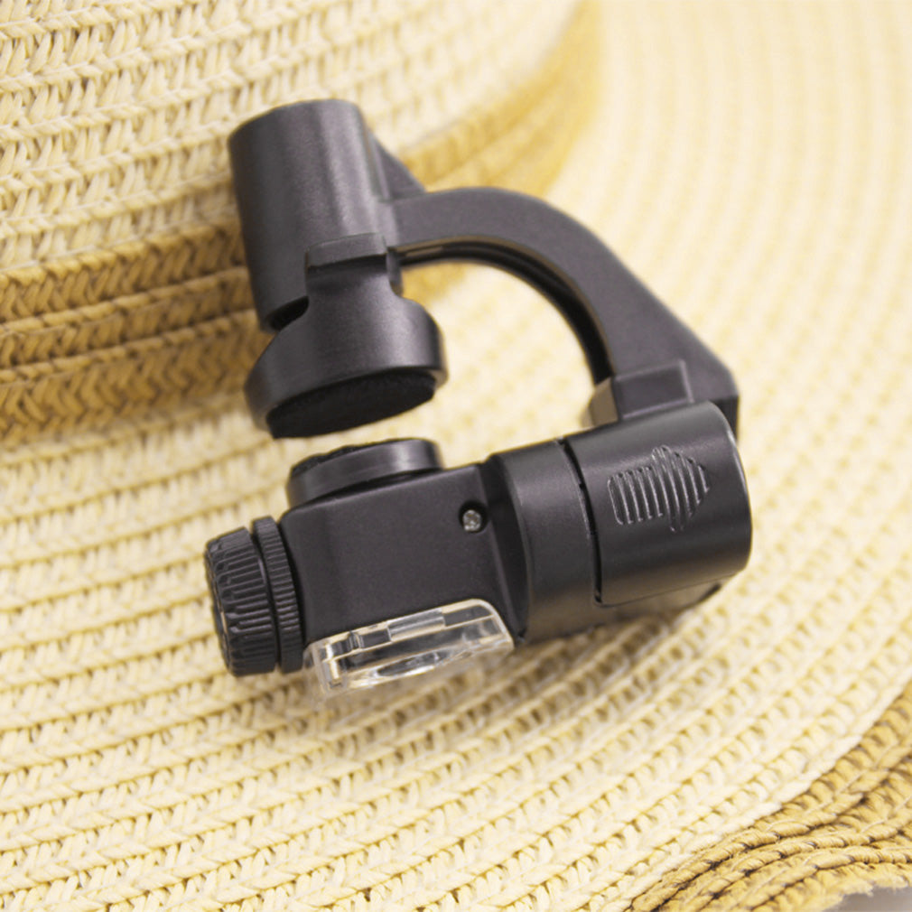 774-90 90X Phone Type LED Light Magnifier Microscope UV Currency Detector