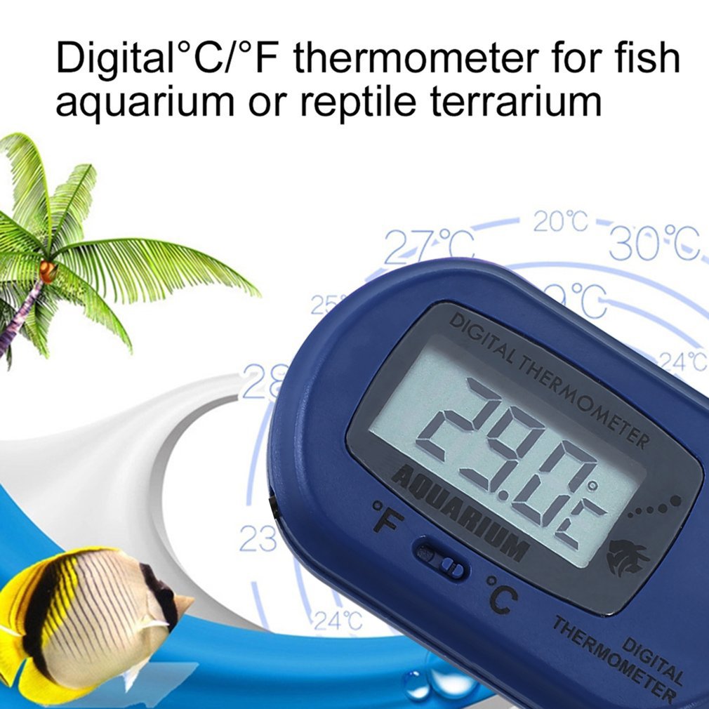 LCD Digital Fish Aquarium Thermometer Water Terrarium FREE Extra Batteries - Blue