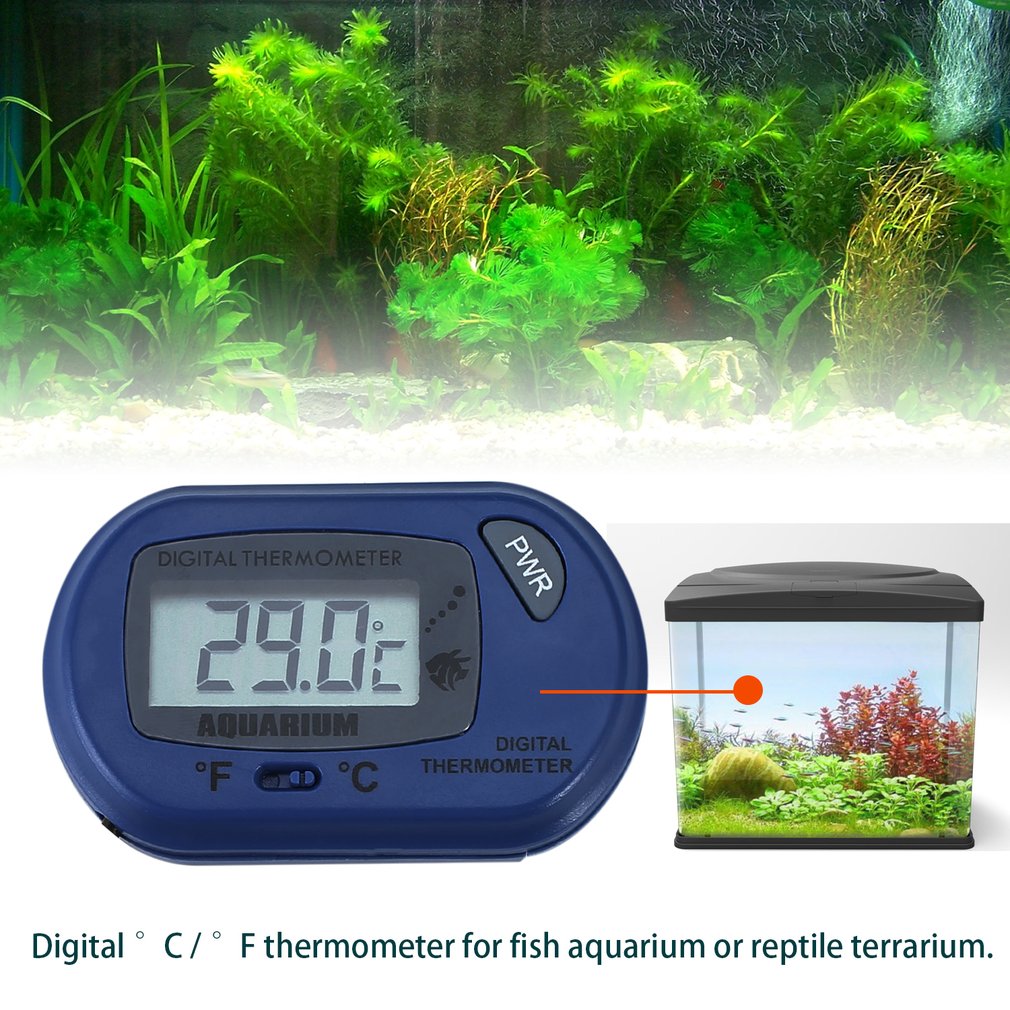 LCD Digital Fish Aquarium Thermometer Water Terrarium FREE Extra Batteries - Blue